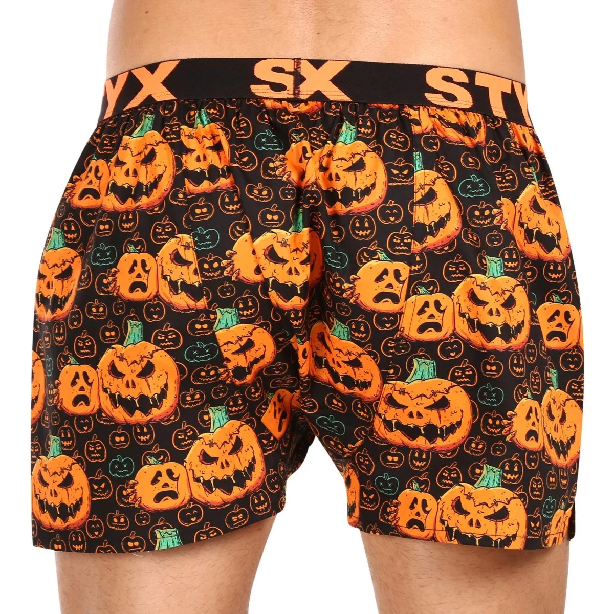 Styx Pánské trenky art sportovní guma Halloween dýně (B1755) XXL 