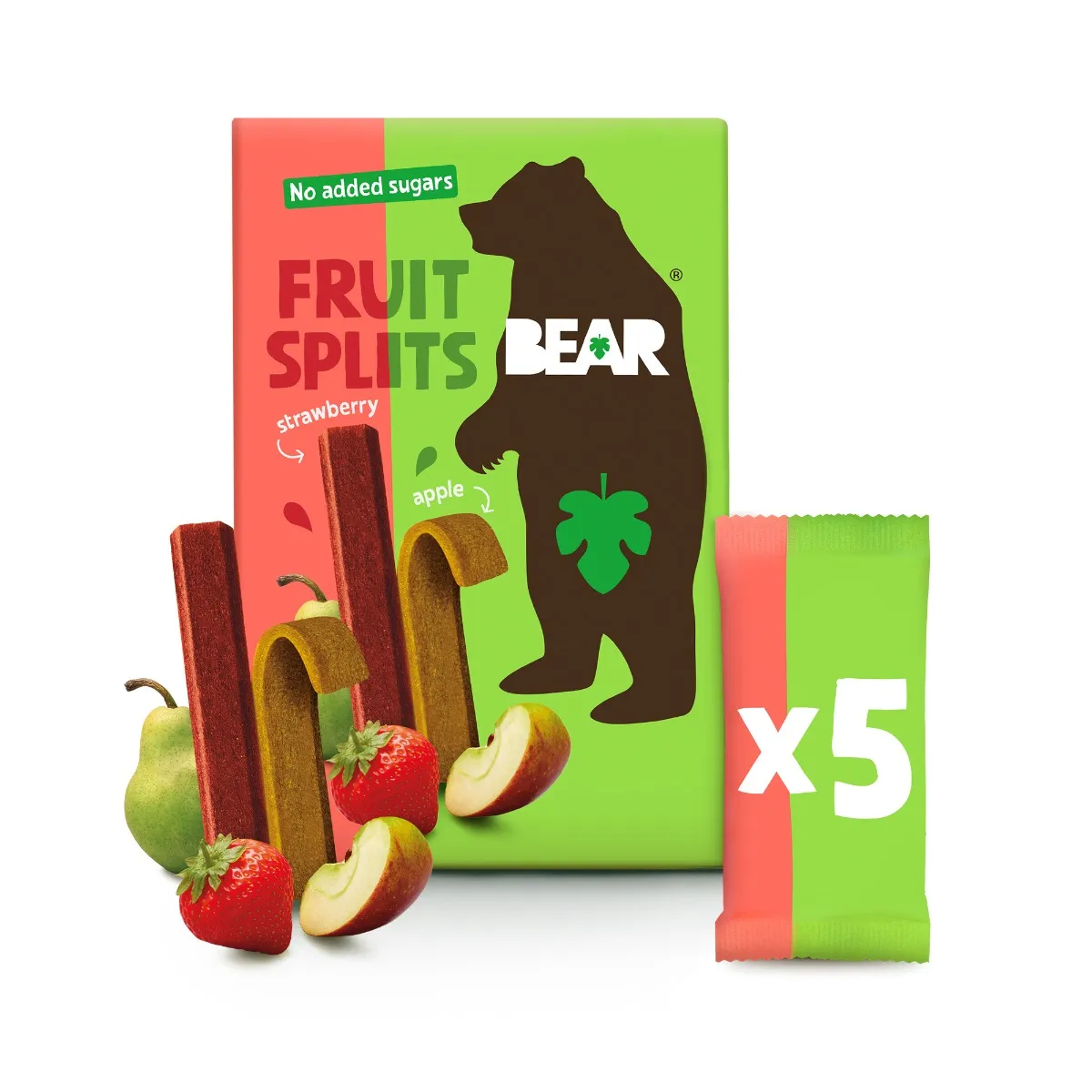 BEAR Fruit Splits jahoda a jablko ovocné tyčinky 5x20 g