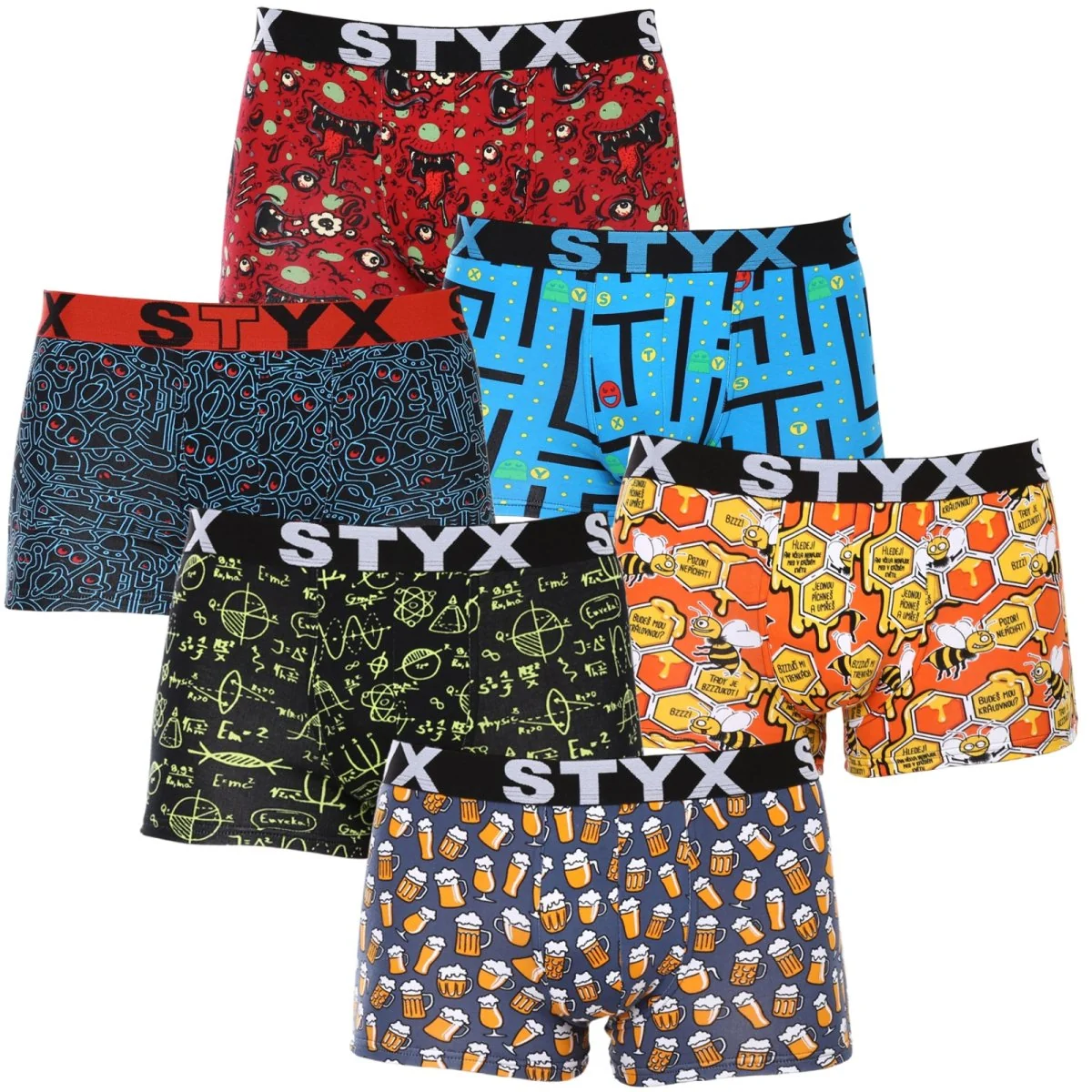 Styx 6PACK pánské boxerky art sportovní guma vícebarevné (6G12697124) M 