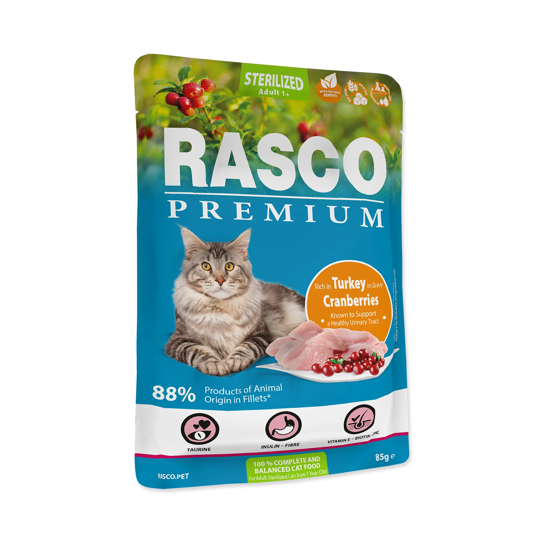 Rasco Premium Sterilized krůta s brusinkou kapsička 85 g