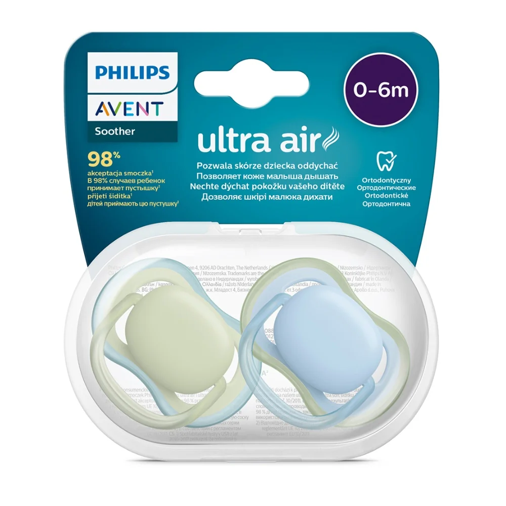 Philips Avent Šidítko Ultra air neutral 0–6m chlapec 2 ks modré