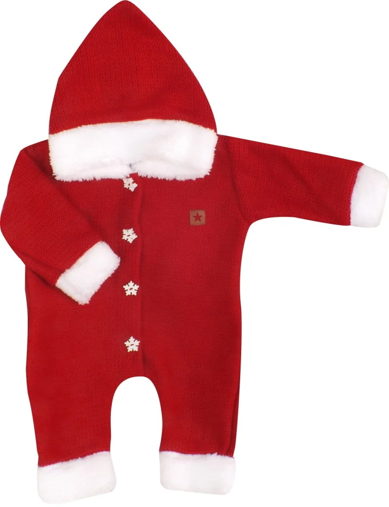 Z&Z Dětský pletený overálek s kapucí Baby Santa, červený vel.  86