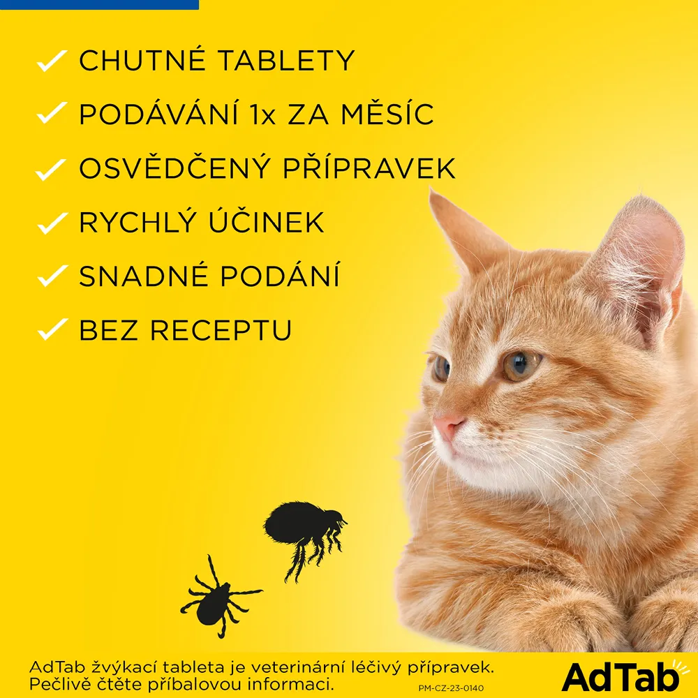 AdTab Žvýkací tablety pro kočky >2-8 kg 48 mg 1 tableta