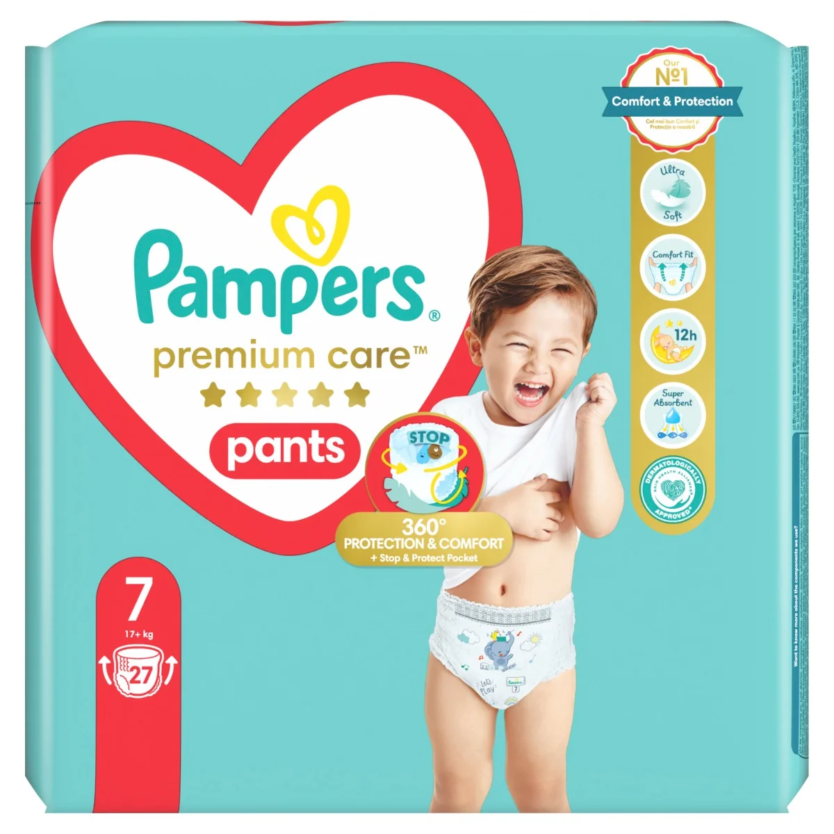 Pampers Premium Care Pants vel. 7 17+ kg plenkové kalhotky 27 ks