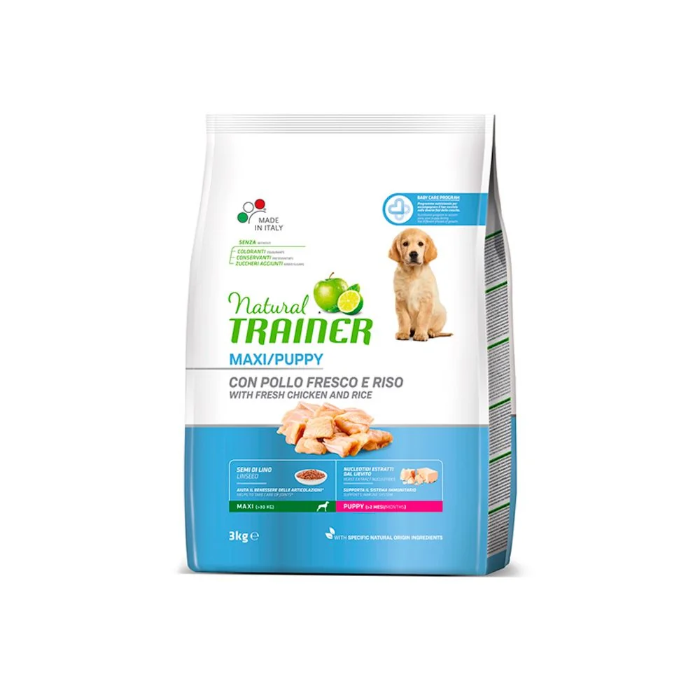 Natural Trainer Puppy maxi čerstvé kuře granule 3 kg