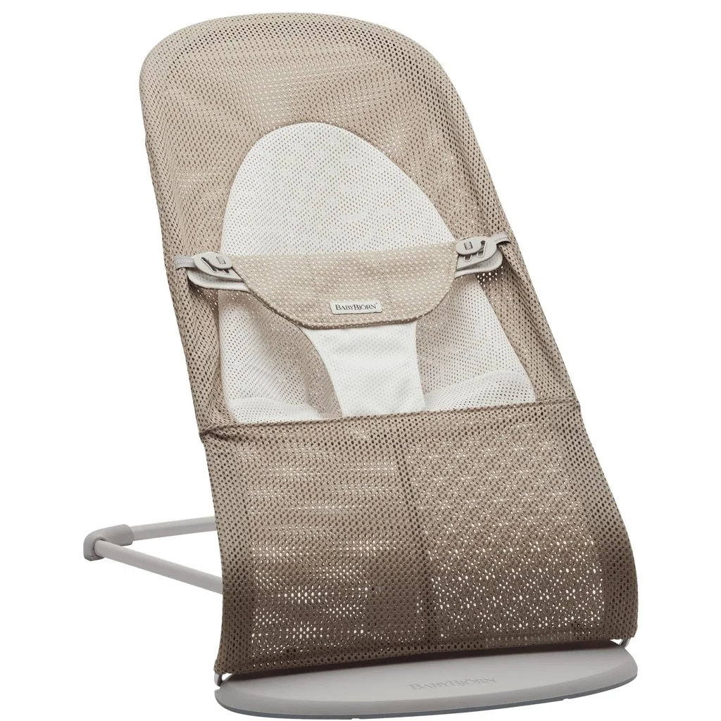 BabyBjörn Lehátko Balance Soft Grey Beige/White mesh, světle šedá konstrukce 