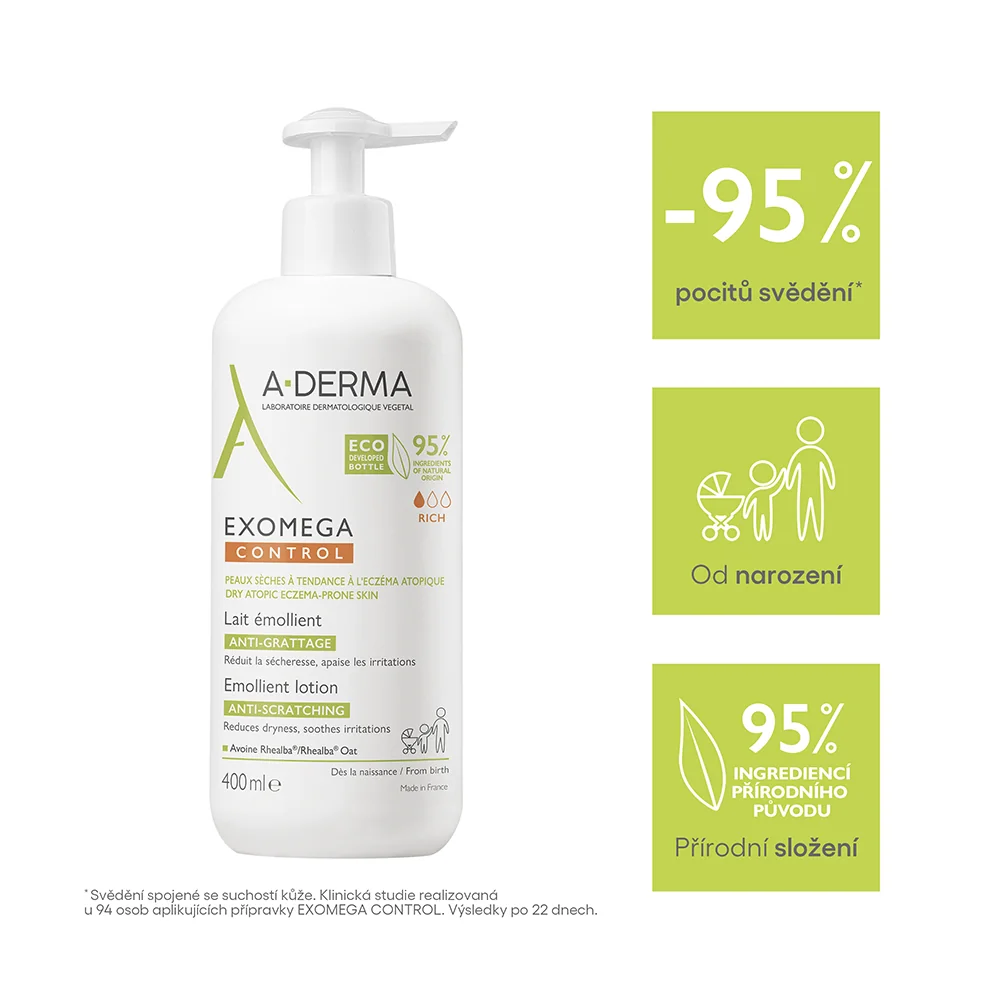 A-Derma Exomega Control Emolienční mléko pro suchou kůži se sklonem k atopii 400 ml