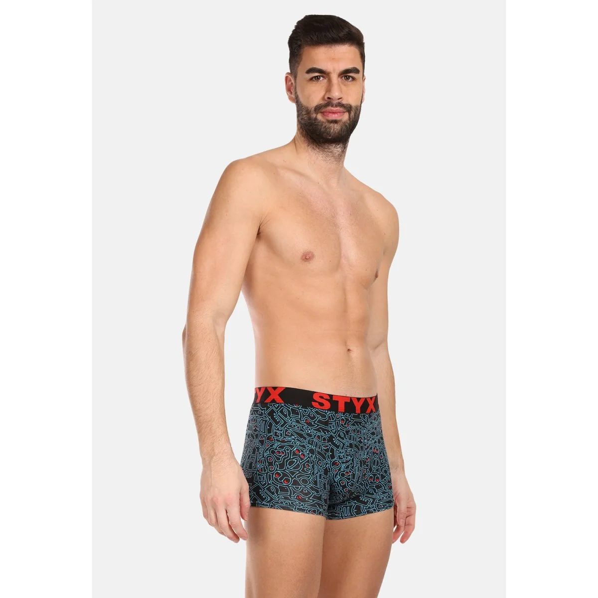 Styx Pánské boxerky art sportovní guma doodle (G1256/2) L 