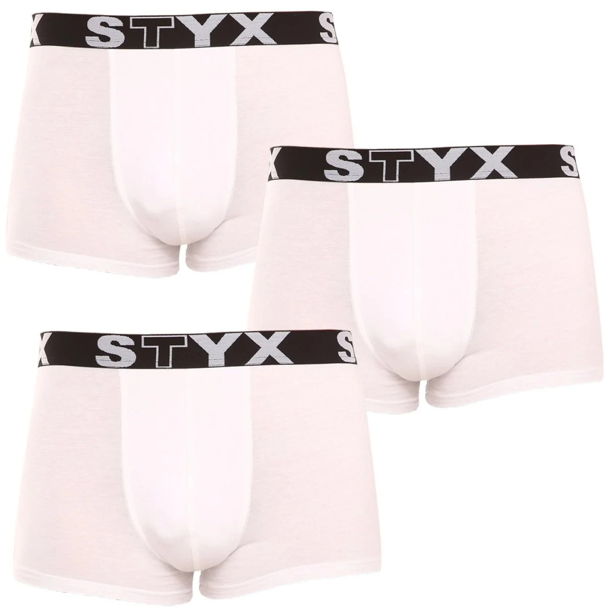 Styx 3PACK pánské boxerky sportovní guma bílé (3G1061) M 