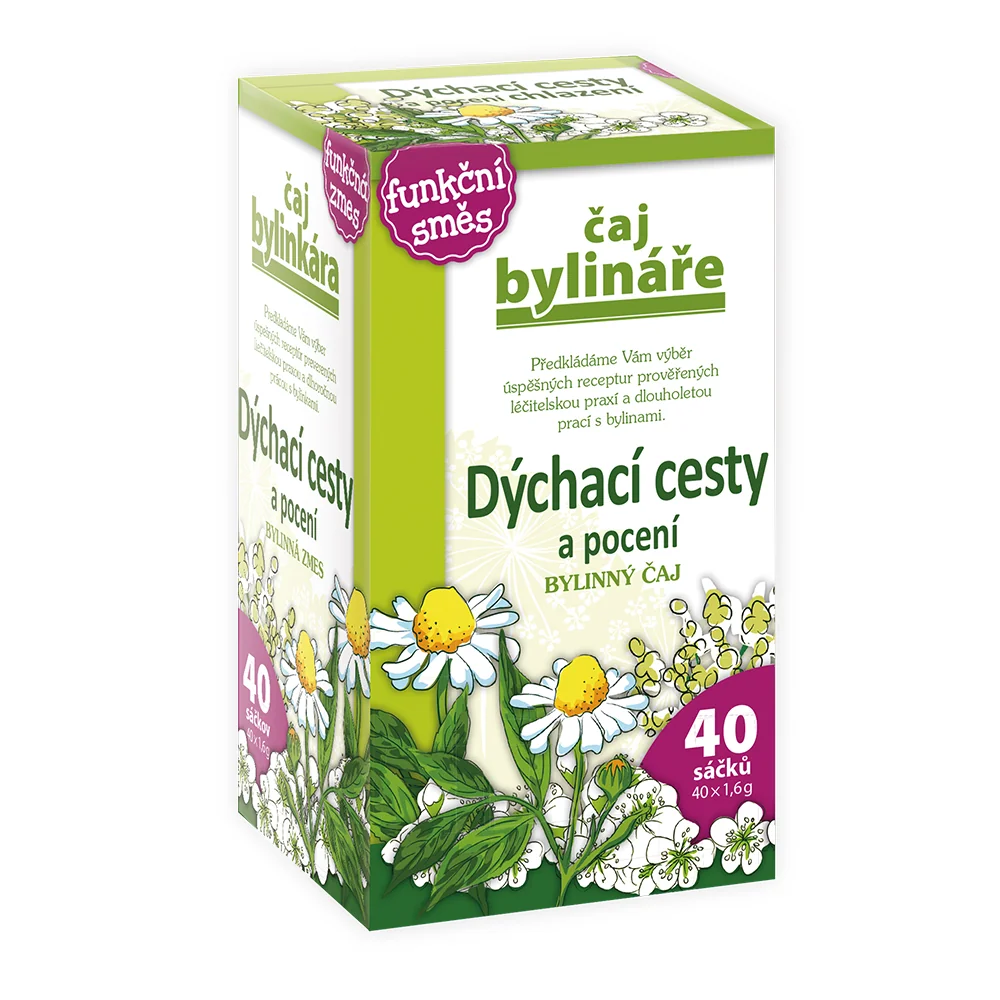 Čaj bylináře Dýchací cesty a pocení nálevové sáčky 40x1,6 g