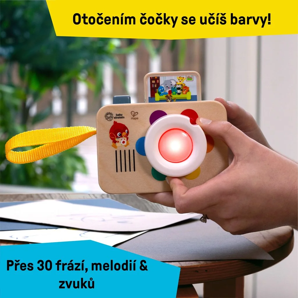 Baby Einstein Hračka interaktivní se zvukem fotoaparát HAPE 6m+ 