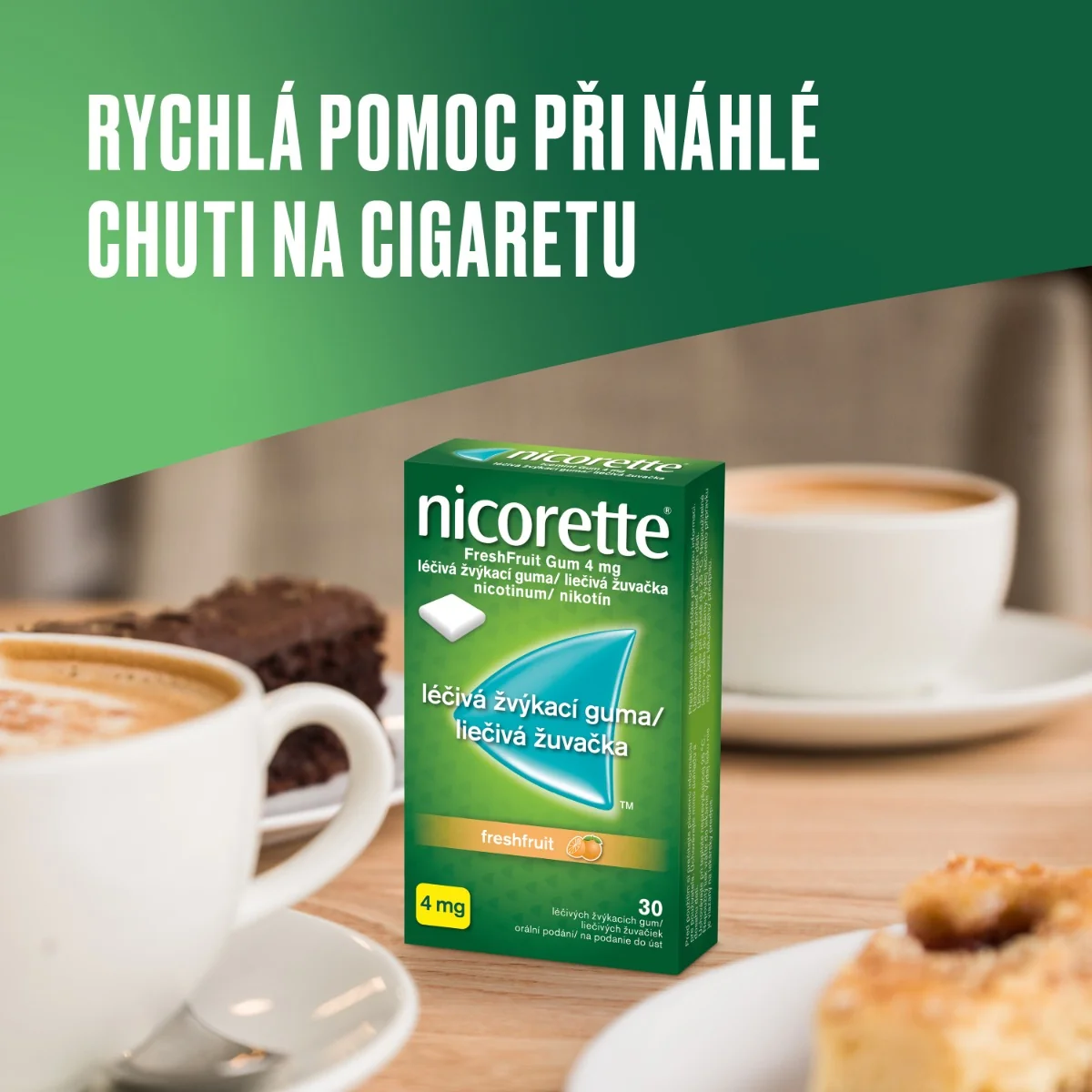 Nicorette FreshFruit Gum 4 mg léčivá žvýkací guma 30 žvýkaček