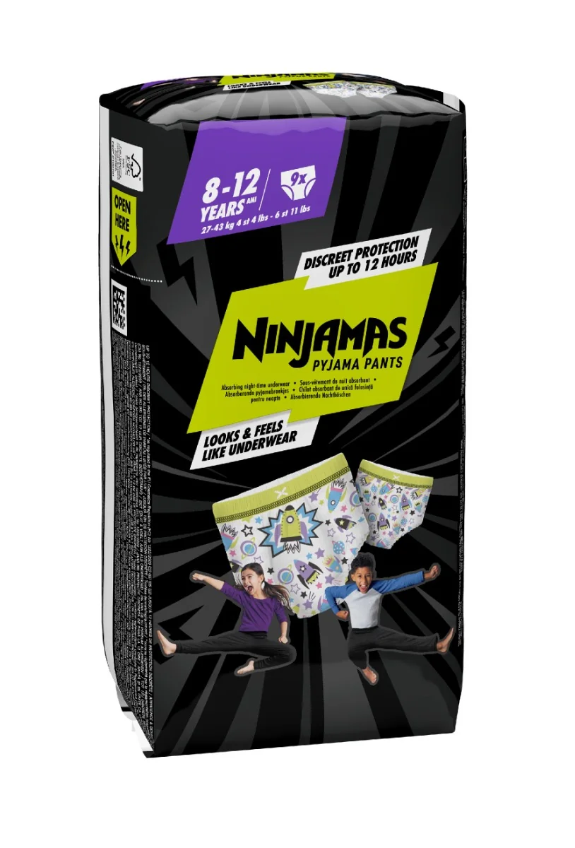 Ninjamas Pyjama Pants kosmické lodě 8–12 let 27–43 kg pyžamové kalhotky 9 ks