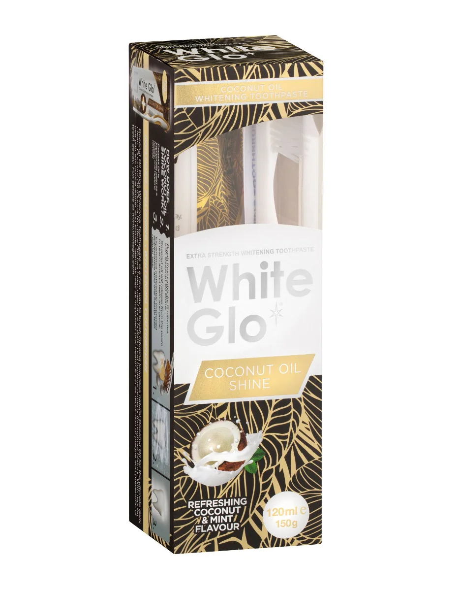 White Glo Bělicí zubní pasta s kokosovým olejem 120 ml + kartáček