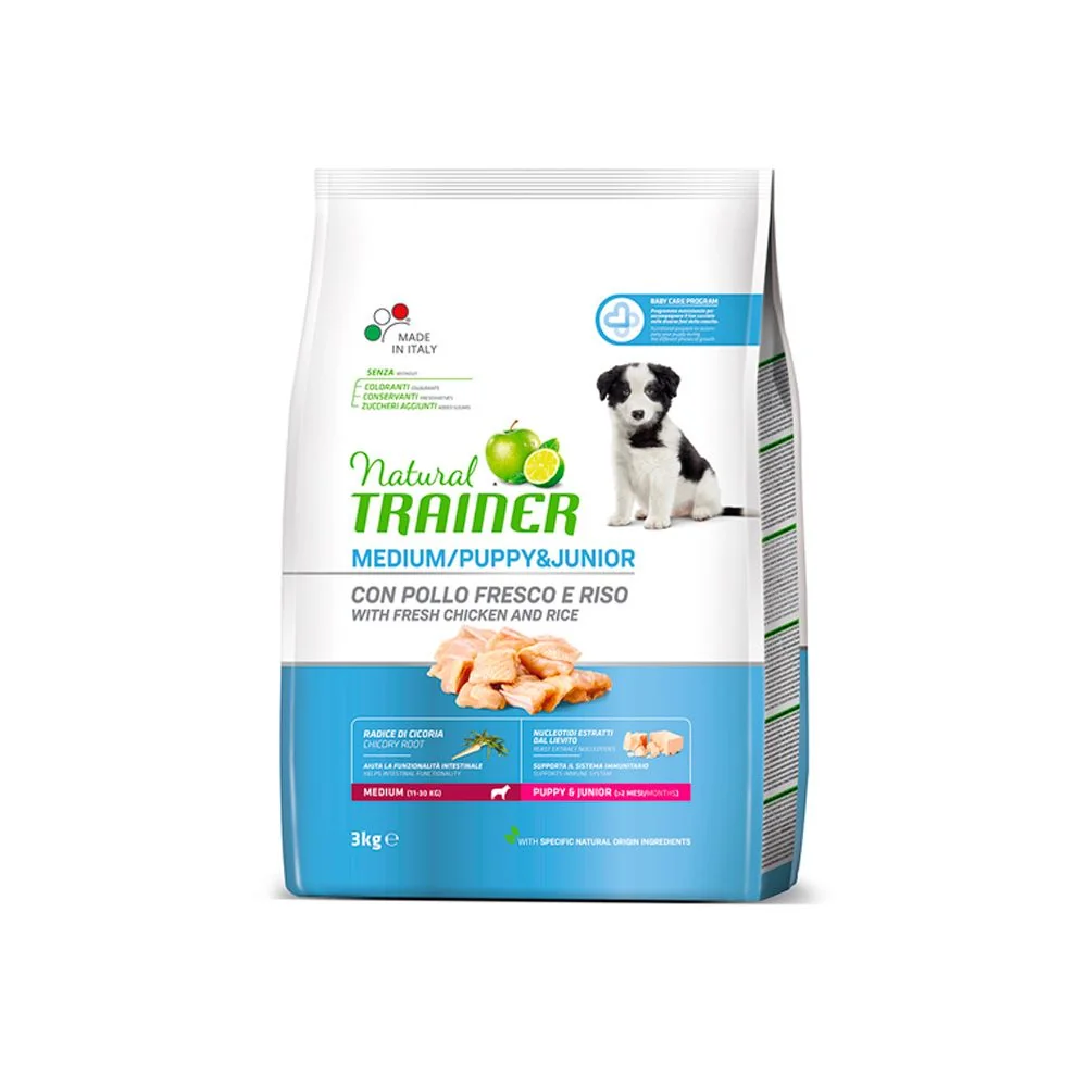 Natural Trainer Puppy&Junior medium kuře granule 3 kg