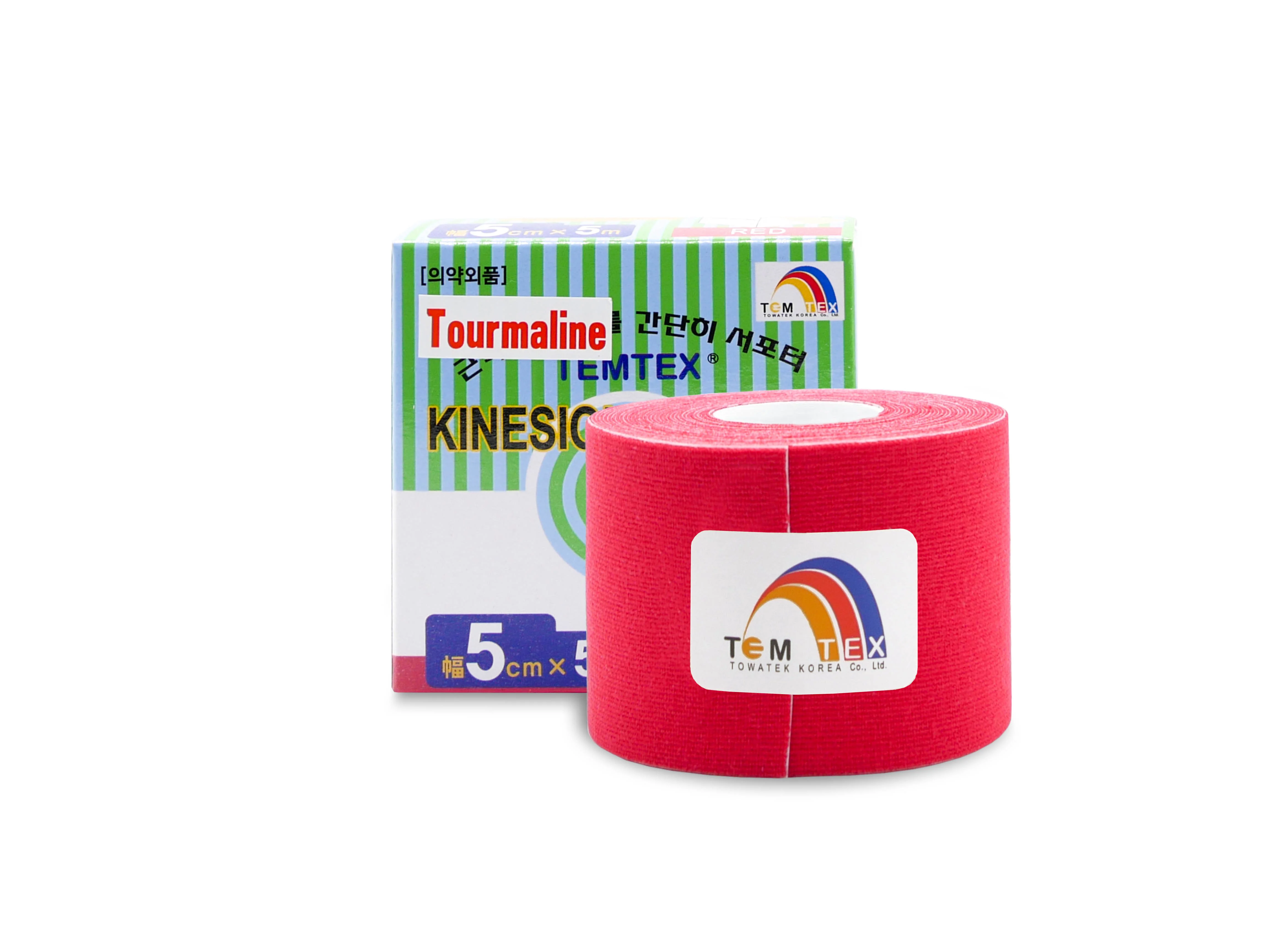 TEMTEX kinesio tape Tourmaline, červená tejpovací páska 5cm x 5m