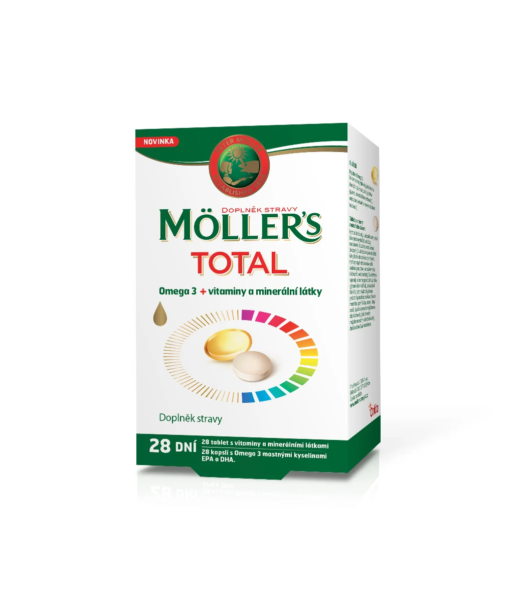 Mollers Total Omega 3 + vitaminy a minerální látky 28 tablet + 28 kapslí