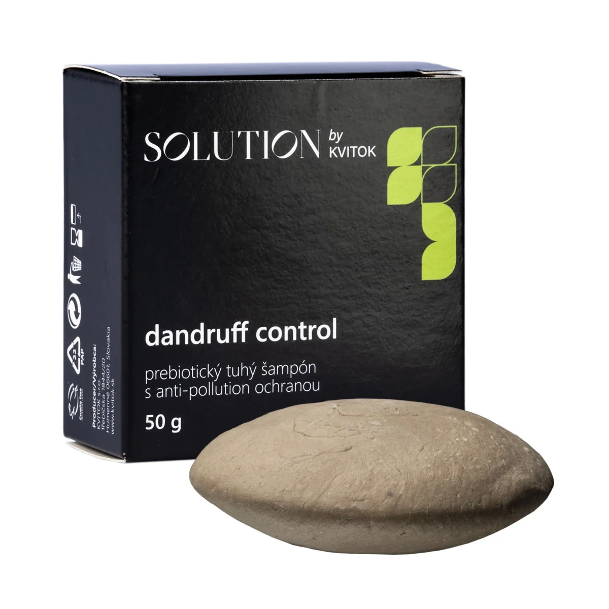 Kvitok Solution Prebiotický tuhý šampon Dandruff Control (50 g) s anti-pollution ochranou