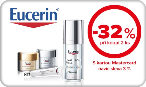 Sleva 32 % Eucerin při koupi 2 ks. Navíc sleva 3 % při platbě kartou Mastercard.