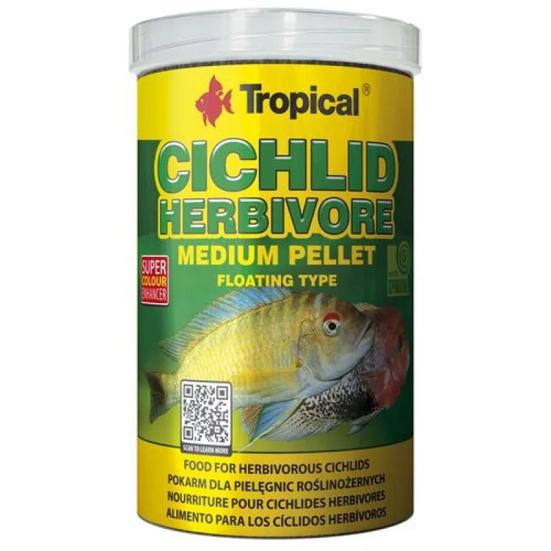 Tropical Cichlid Herbivore Medium Pellet 1000ml/360g krmivo pro býložravé cichlidy 