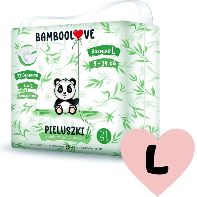 Bamboolove Pleny jednorázové Bambus vel. L 9-14 kg 21 ks