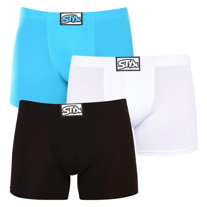 Styx 3PACK pánské boxerky long klasická guma vícebarevné (3F96019) L 