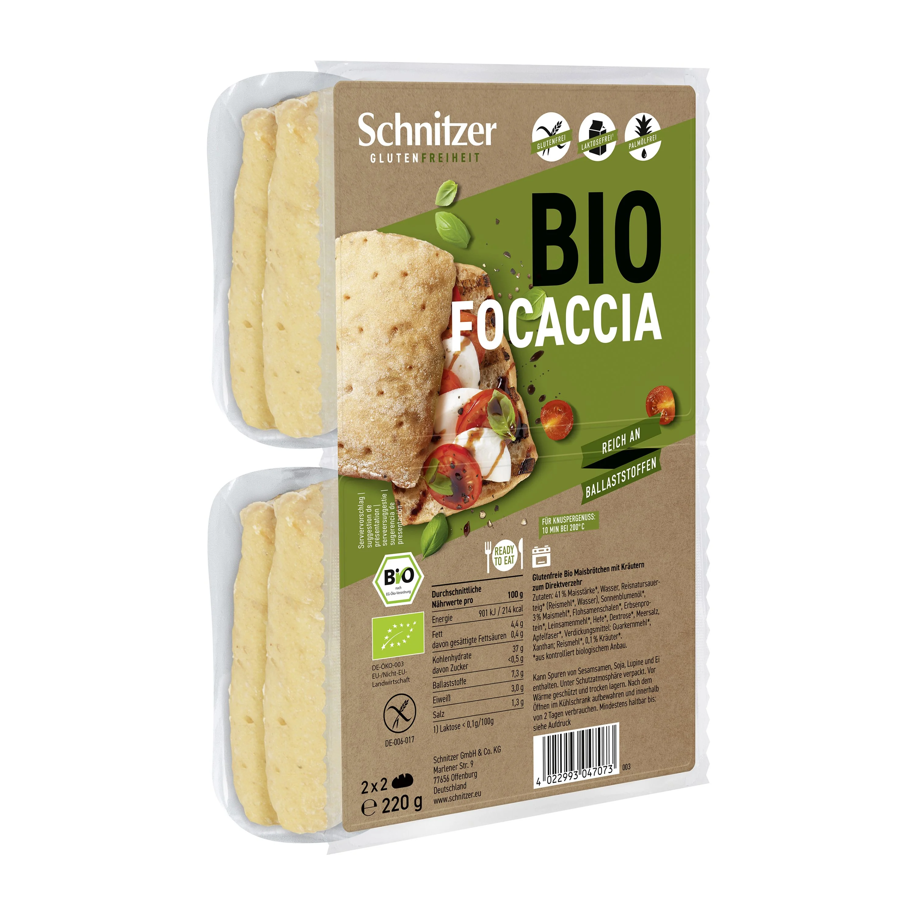 Schnitzer Focaccia bezlepková BIO 220 g