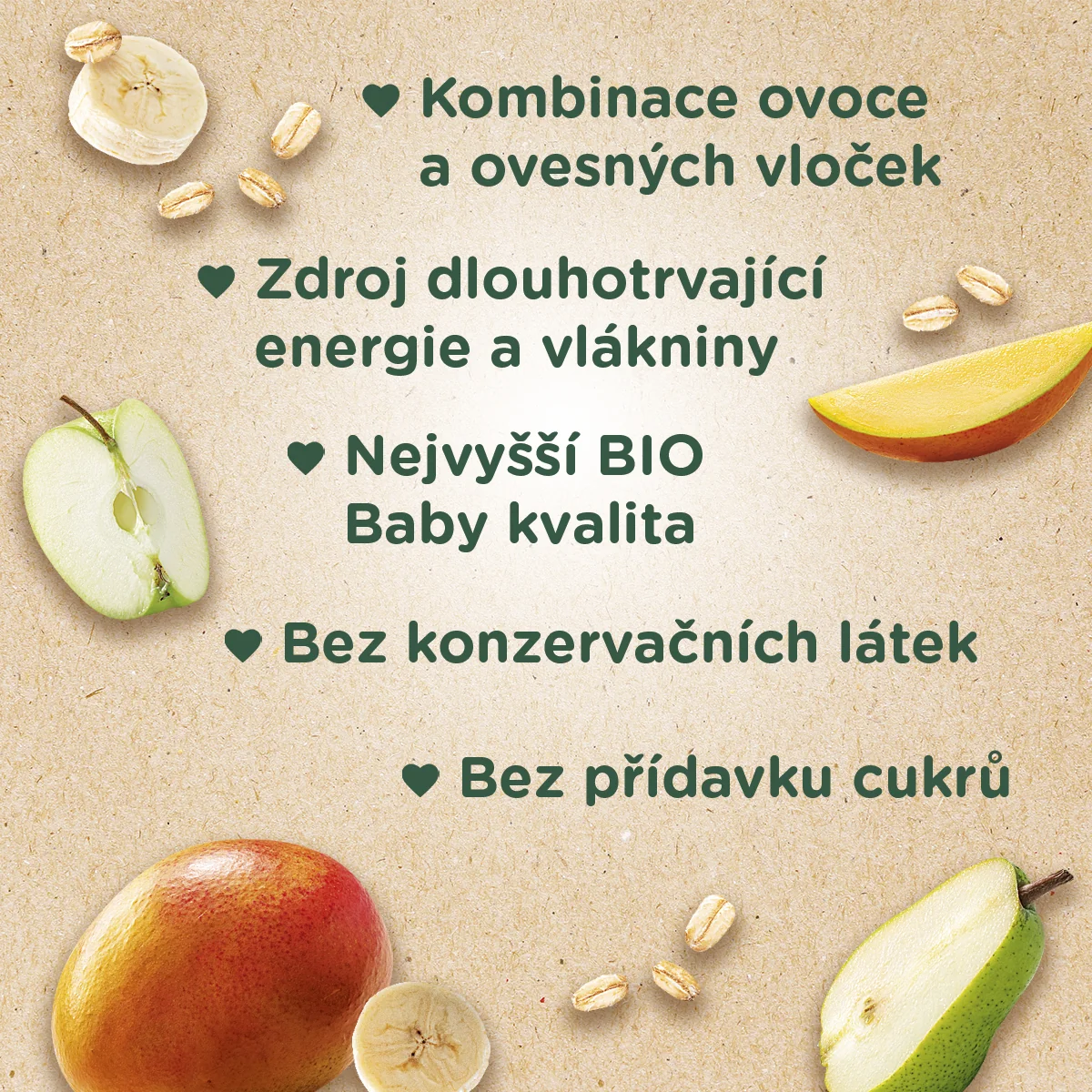 Sunar BIO Hopsáček Mango, banán, hruška, jablko, oves kapsička 100 g