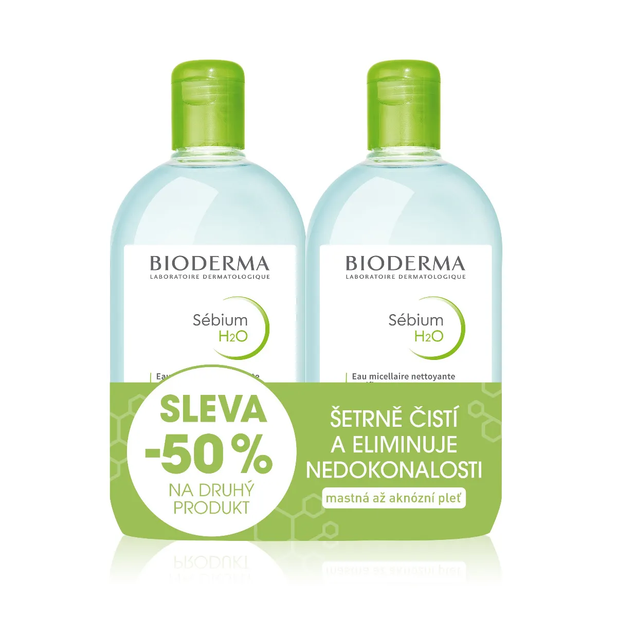 BIODERMA Sébium H2O micelární voda 500 ml 1+1 Festival