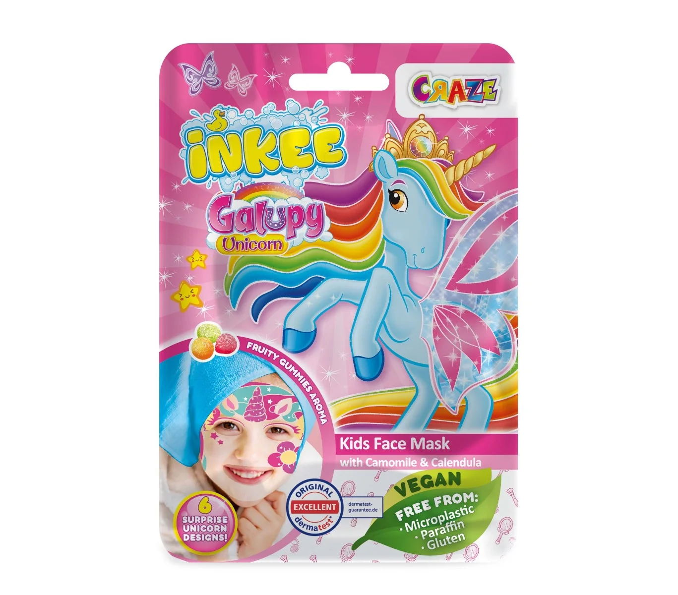 Craze INKEE Galupy Unicorn dětská obličejová maska 15 ml