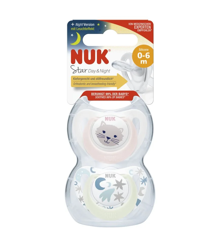 NUK Dudlík Star Den & Noc 0-6m box 2 ks