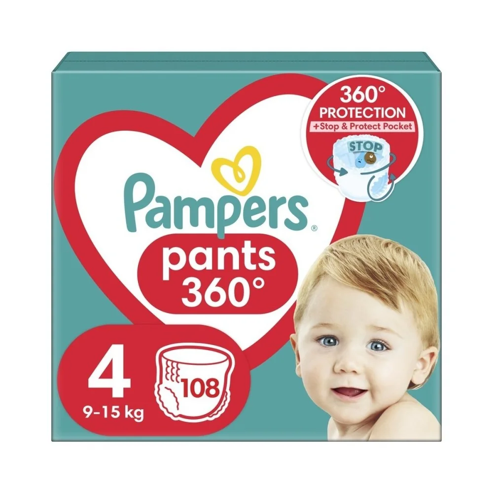 Pampers Pants vel. 4 Mega Pack 9-15 kg plenkové kalhotky 108 ks