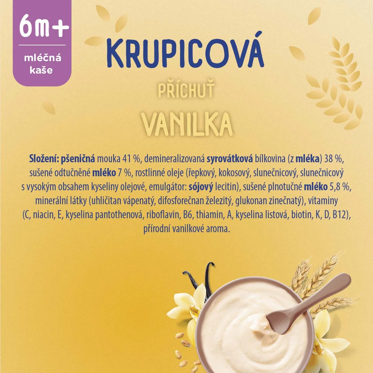 Sunar Mléčná krupicová kaše na dobrou noc vanilková XXL balení 340 g