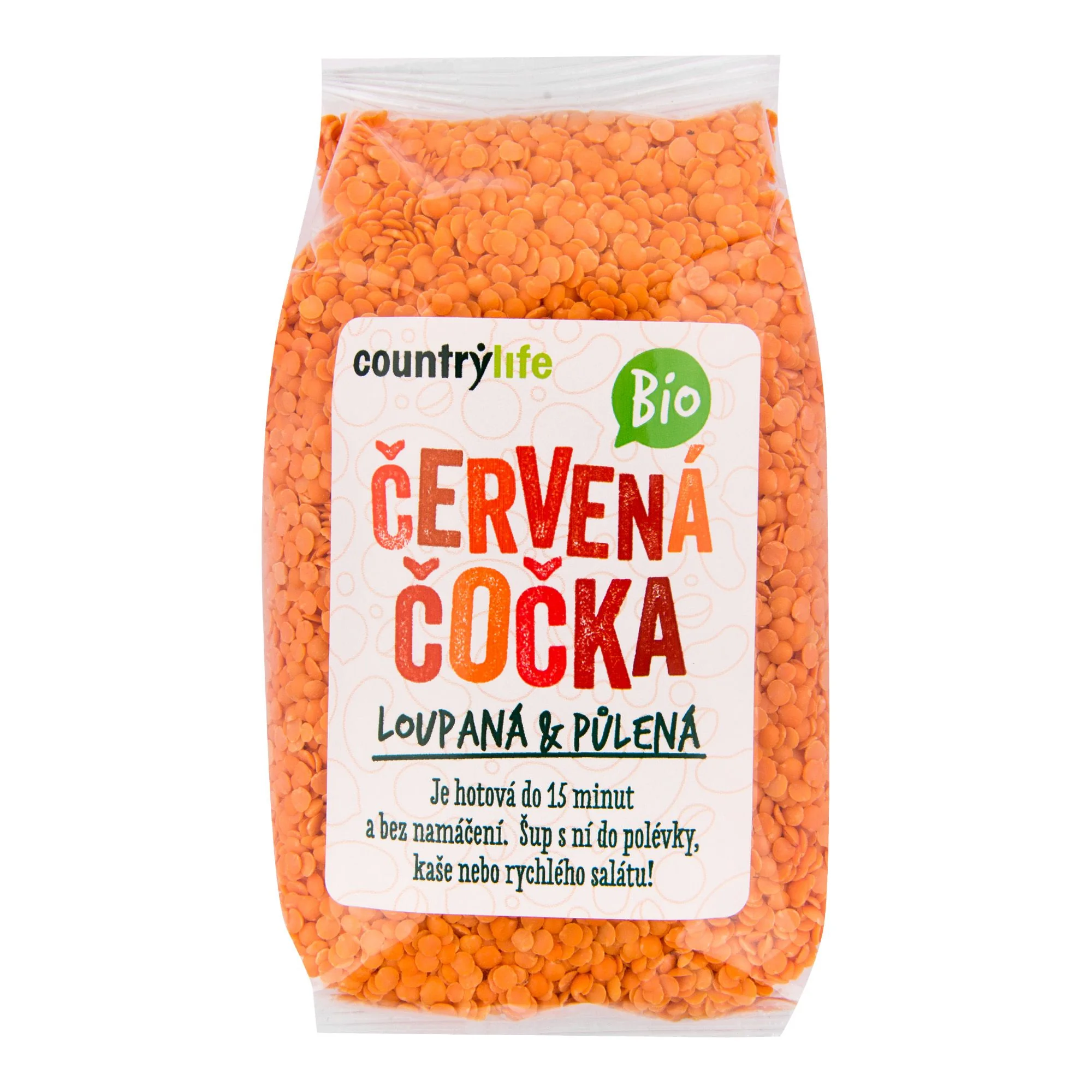 Country Life Čočka červená BIO půlená loupaná 500 g