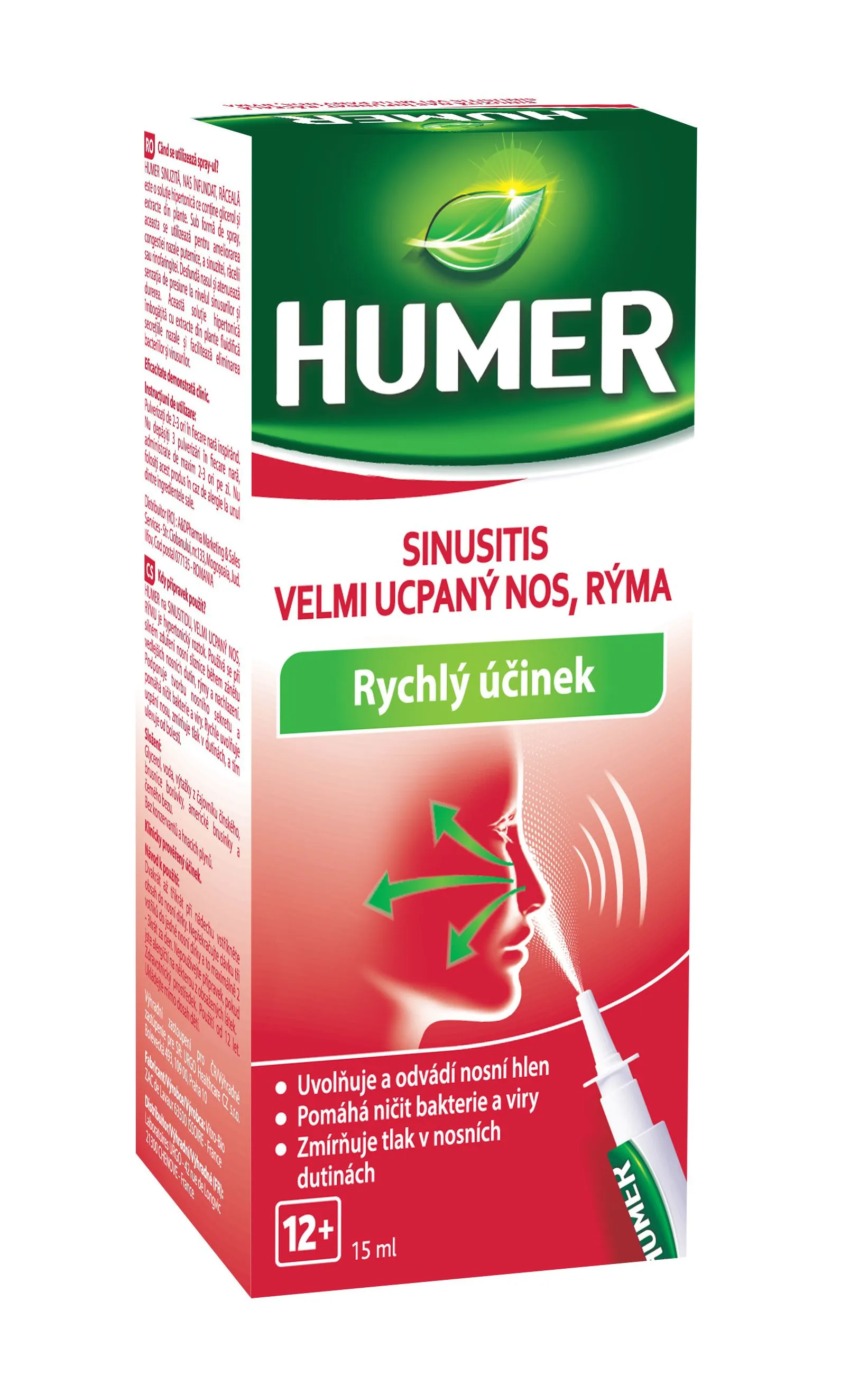 Humer SINUSITIS velmi ucpaný nos sprej 15 ml