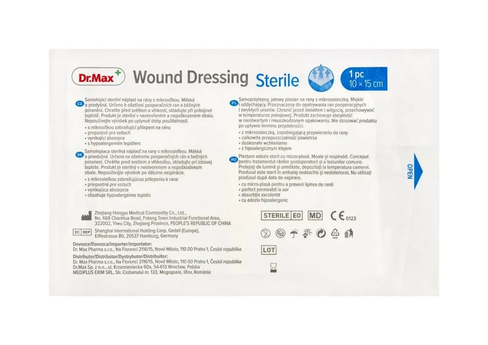 Dr. Max Wound Dressing Sterile 10x15 cm sterilní náplast 1 ks