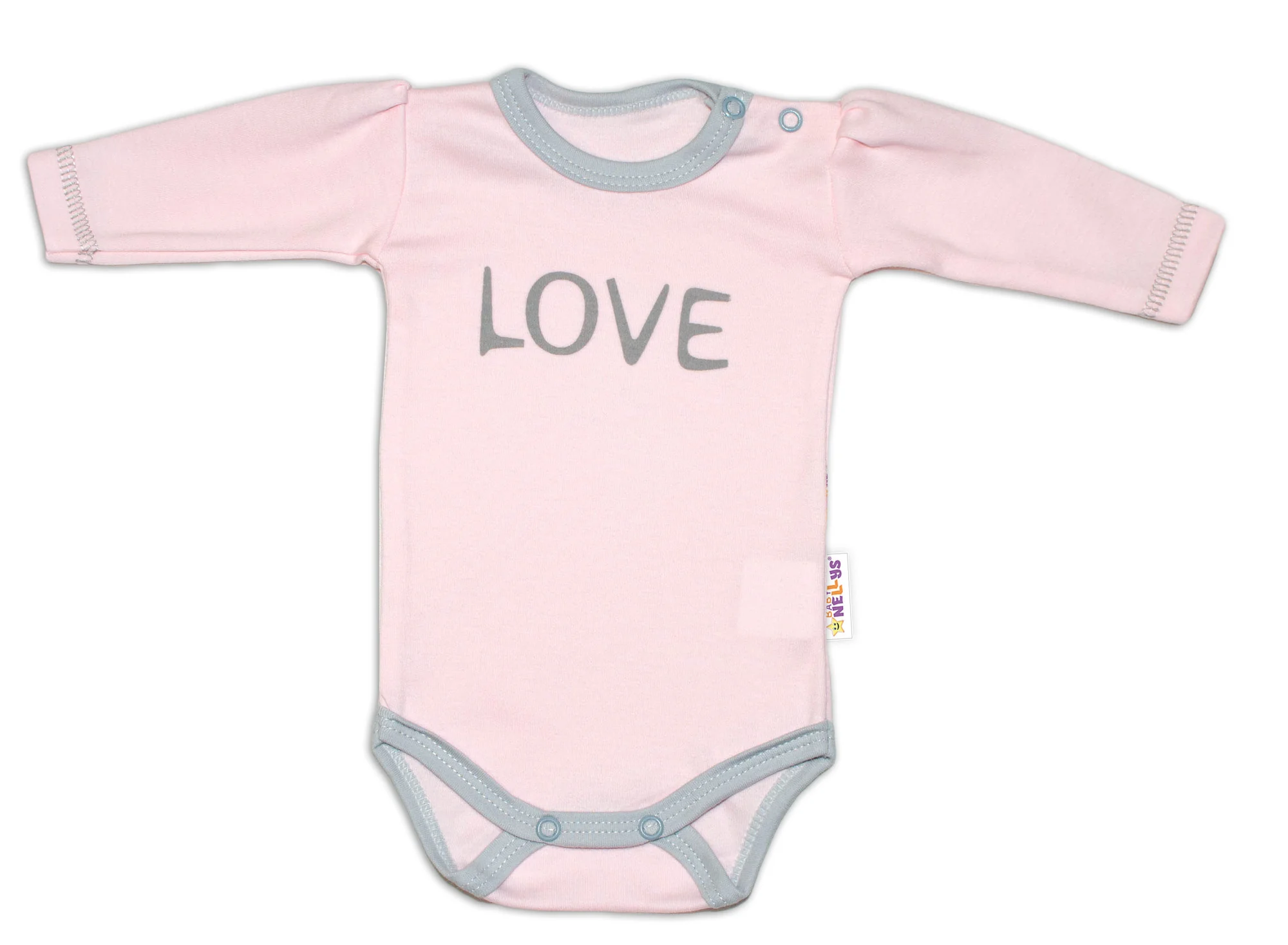 Baby Nellys Body dlouhý rukáv Love - růžové vel.  56