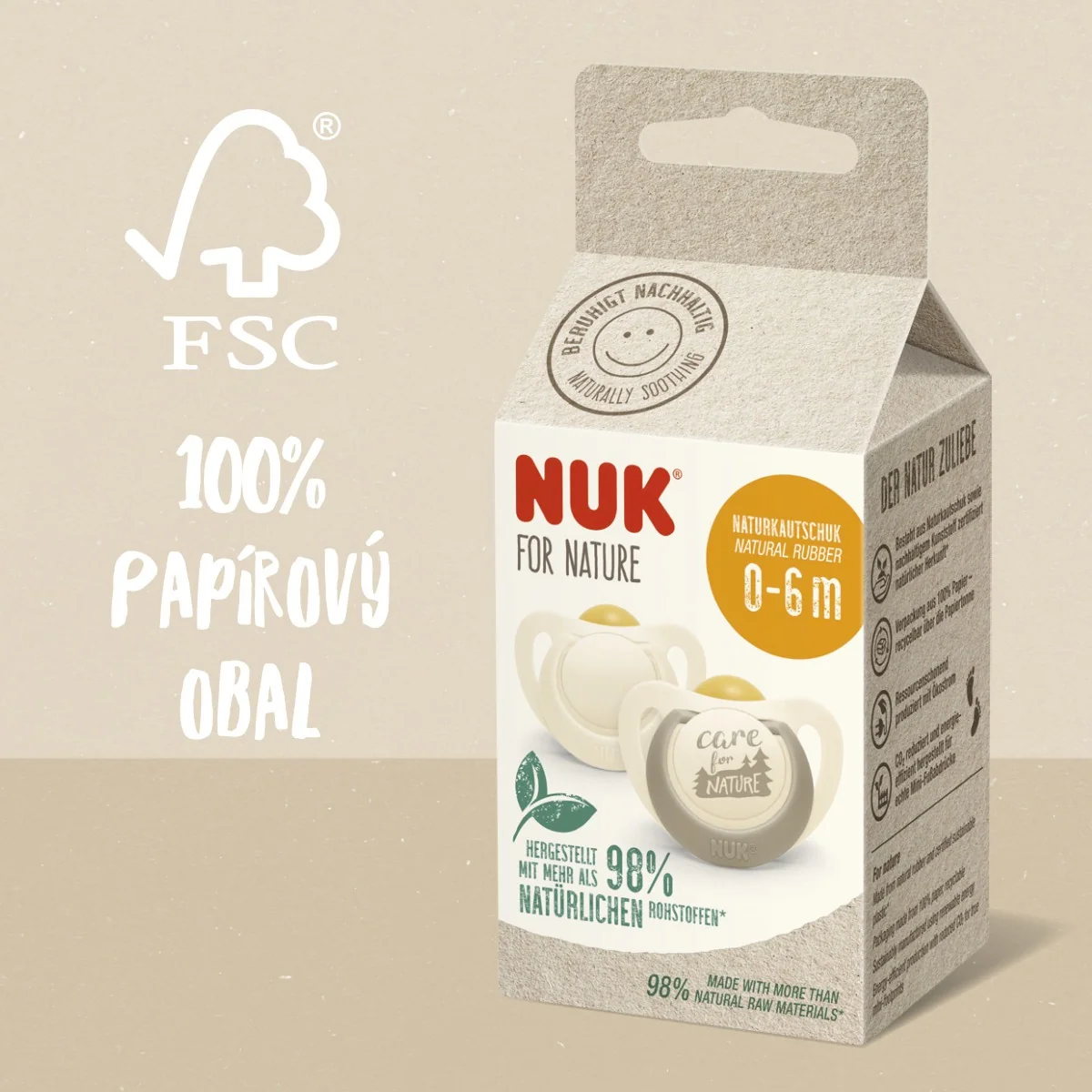 NUK For Nature Dudlík latexový 0-6m 2 ks