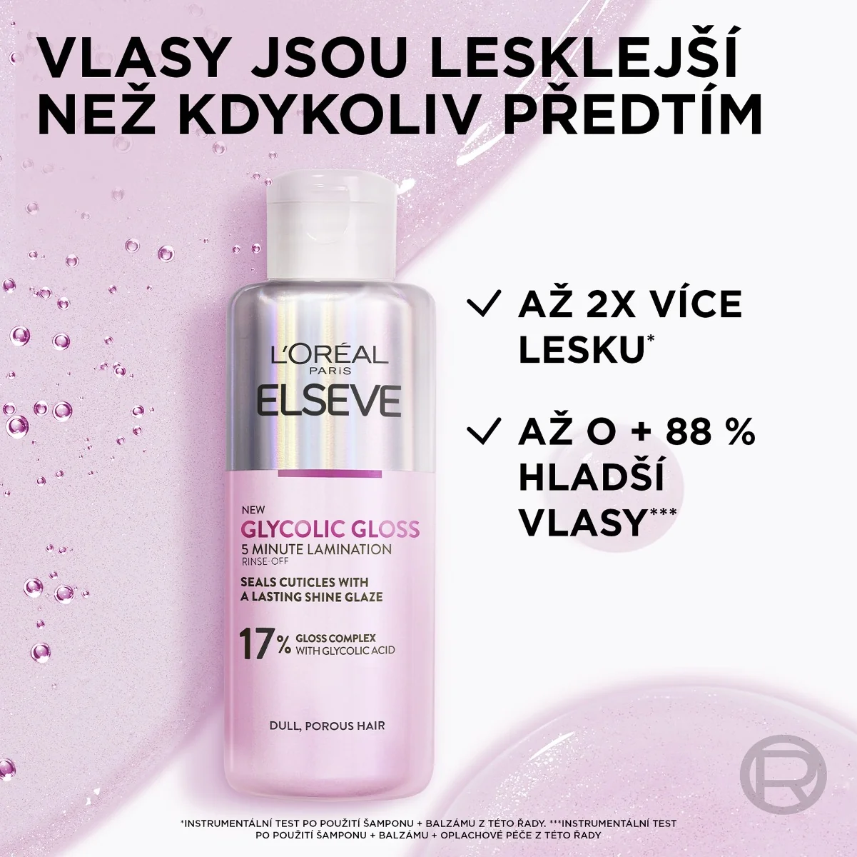 Loréal Paris Elseve Glycolic Gloss oplachová péče s kyselinou glykolovou 200 ml