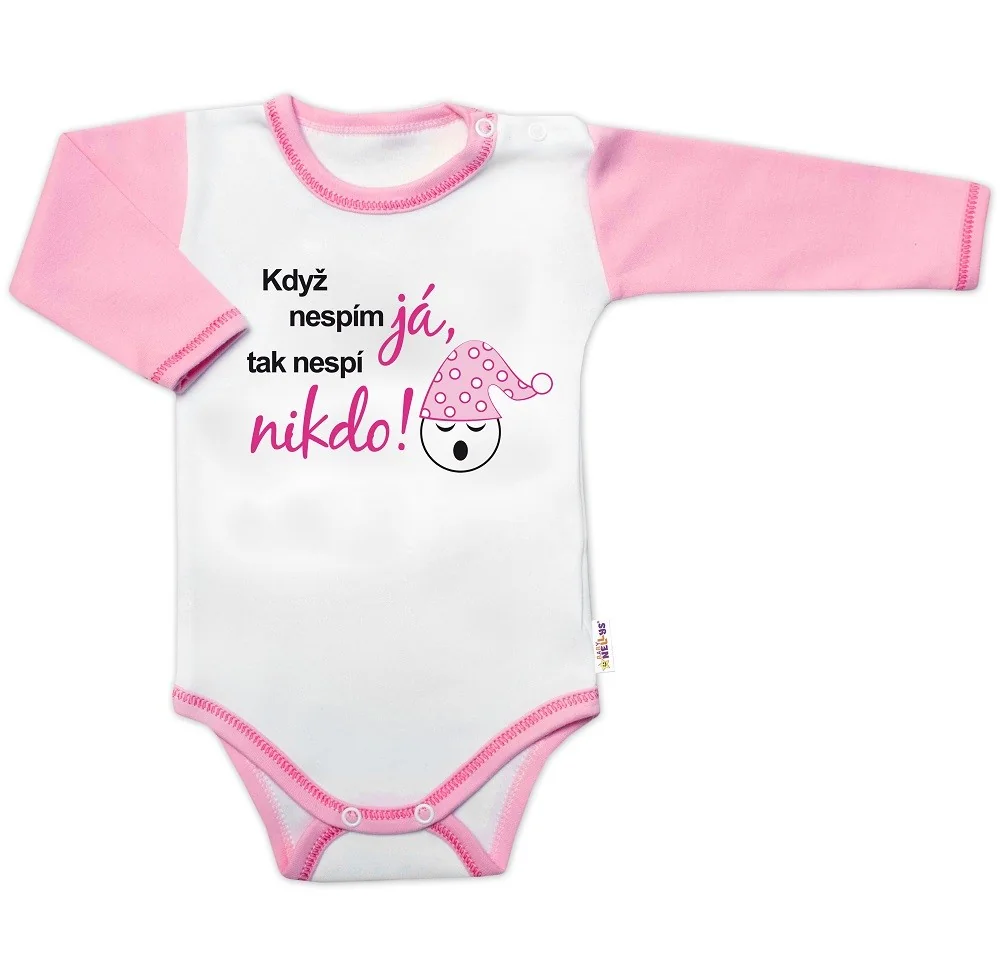 Baby Nellys Body dl. rukáv s textem, Když nespím já,tak nespí nikdo!, 86