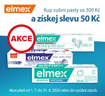 Elmex zubní pasty nad 300 Kč sleva 50 Kč (červenec 2024)