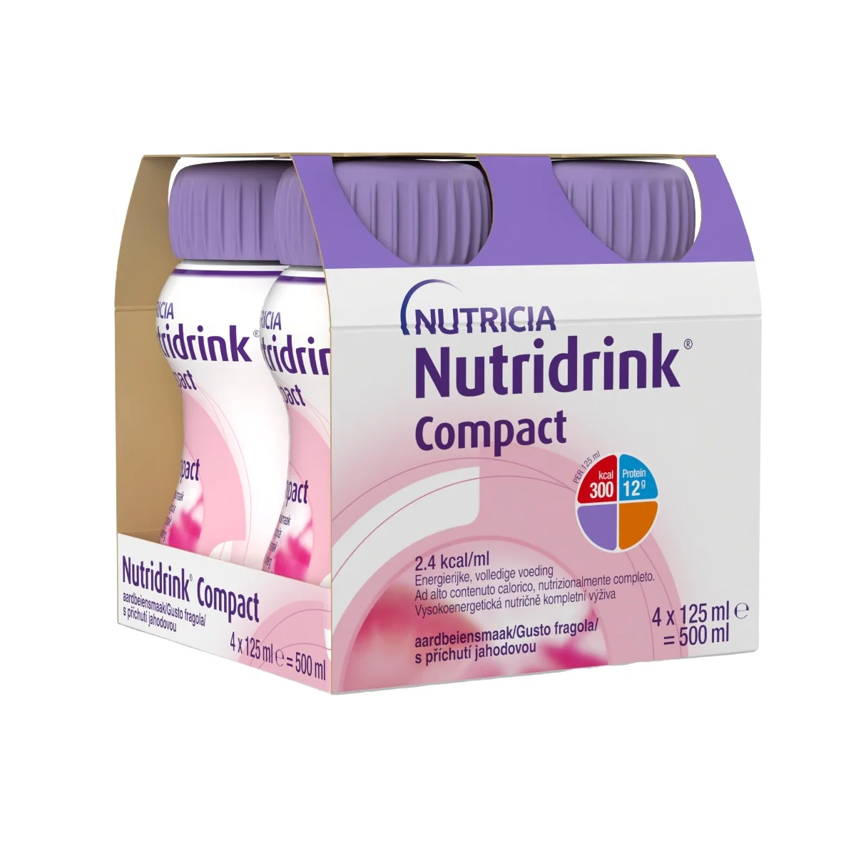 Nutridrink Compact s příchutí jahodovou 4x125 ml