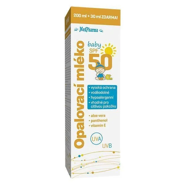 Medpharma Opalovací mléko baby SPF50 200 ml + 30 ml ZDARMA