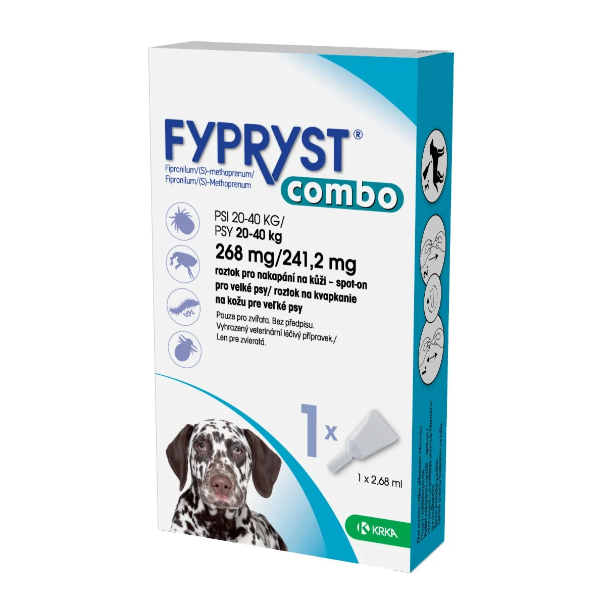 Fypryst Combo spot-on pro velké psy 20-40 kg 268 mg/241,2 mg roztok pro nakapání na kůži 1x2,68 ml