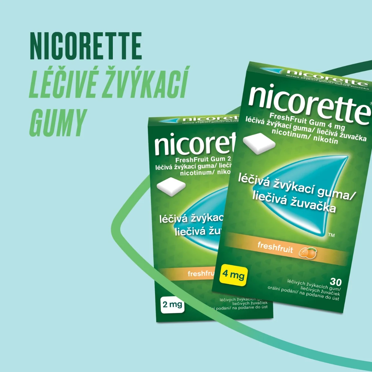 Nicorette FreshFruit Gum 4 mg léčivá žvýkací guma 30 žvýkaček