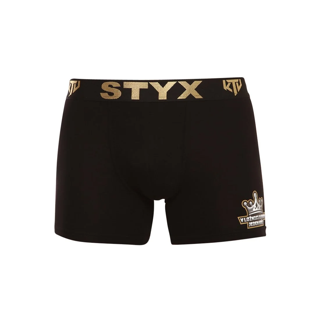 Styx Pánské boxerky / KTV long sportovní guma černé - zlatá guma (UTZ960) L 