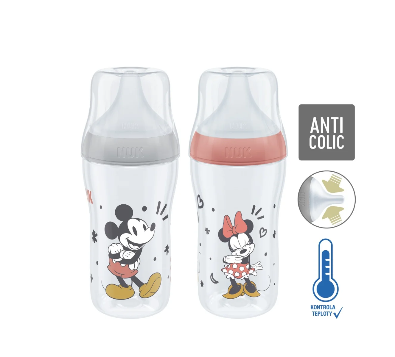 NUK Perfect Match Láhev Mickey mix barev 3m+ 260 ml 1 ks