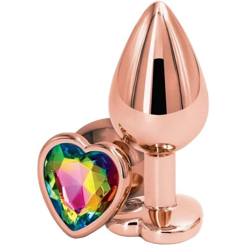 NS Novelties Anální kolík s diamantem Rose Gold Heart, střední