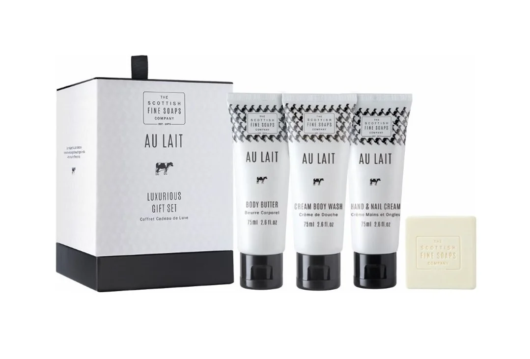 Scottish Fine Soaps Au Lait sprchový gel + tělové máslo + krém na ruce