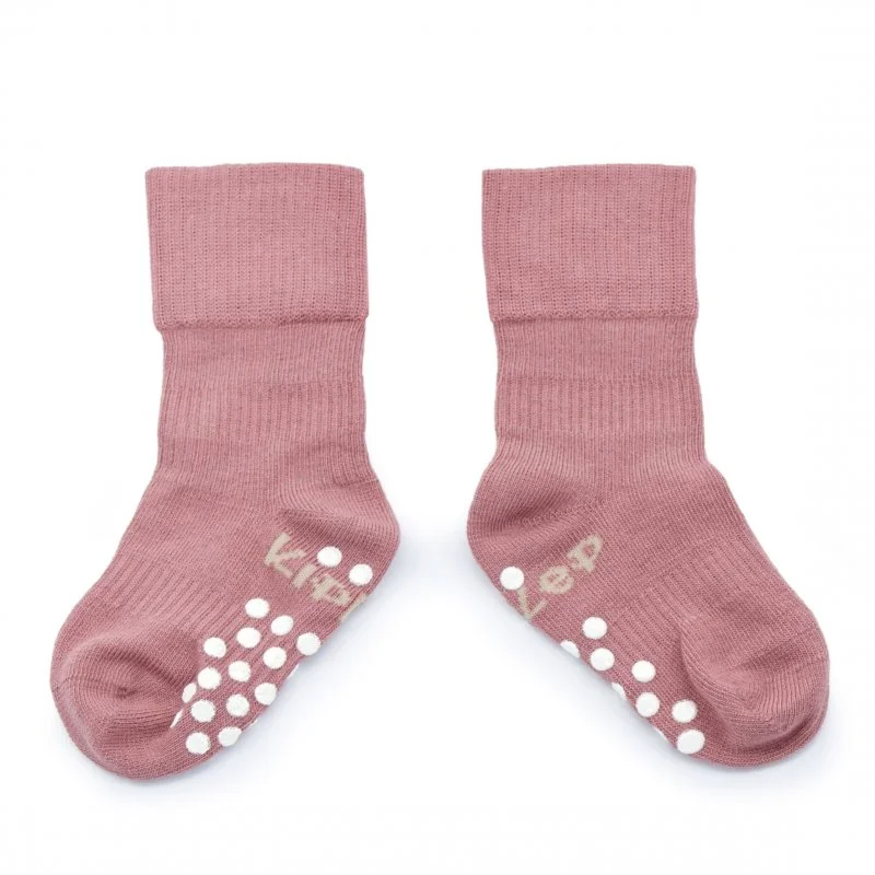 KipKep dětské ponožky Stay-on-Socks ANTISLIP 12-18m 1pár Dusty Clay 